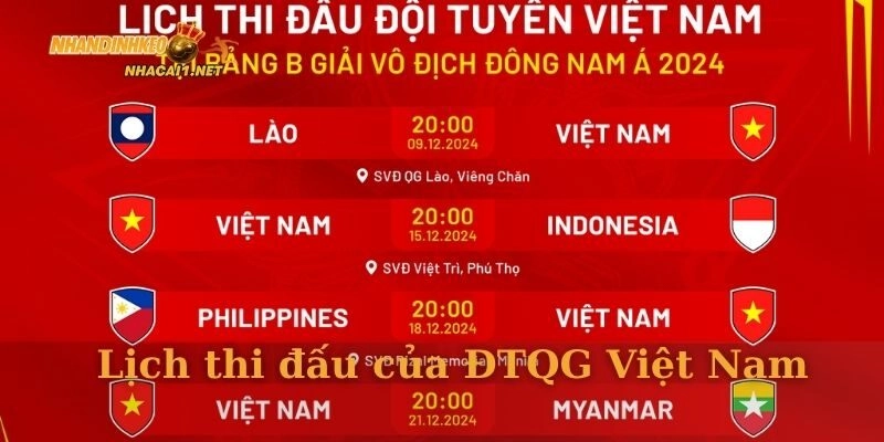 Lịch thi đấu của ĐTQG Việt Nam